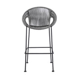 40" Light Gray Metal Low back Outdoor Counter Height Bar chair with Footrest