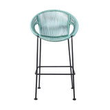 40" Green Metal Low back Outdoor Counter Height Bar chair with Footrest