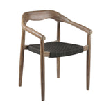 Set of Two 22" Black and Natural Wood Solid Wood Outdoor Dining Chairs