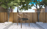 Set of Two 22" Black and Natural Wood Solid Wood Outdoor Dining Chairs