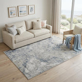 5' X 8' Blue And Gray Abstract Area Rug