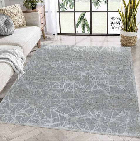 8' X 10' Turquoise Abstract Power Loom Stain Resistant Area Rug