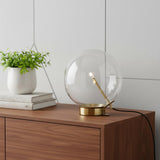 11" Brass Metal Globe Table Lamp