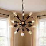 Brown Sputnik Twelve Light Metal Chandelier