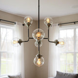 Silver Sputnik Eight Light Metal Chandelier With Clear Shades