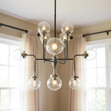 Black And White Sputnik Eight Light Metal Chandelier With Clear Shades