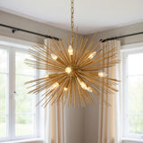Gold Sputnik Twelve Light Metal Chandelier