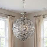 Silver Unique Statement Three Light Metal and Crystal Glass Chandelier With Clear Shades