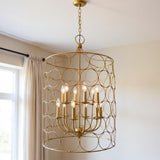 Gold Candle Style Twelve Light Metal Chandelier With Gold Shades