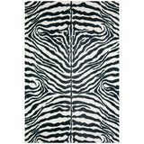 3' X 5' Black and White Zebra Print Shag Handmade Non Skid Area Rug