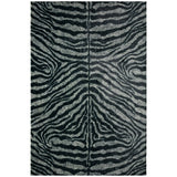 5' X 8' Black and Gray Zebra Print Shag Handmade Non Skid Area Rug