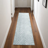 2' X 8' Grey Leopard Print Shag Handmade Non Skid Runner Rug
