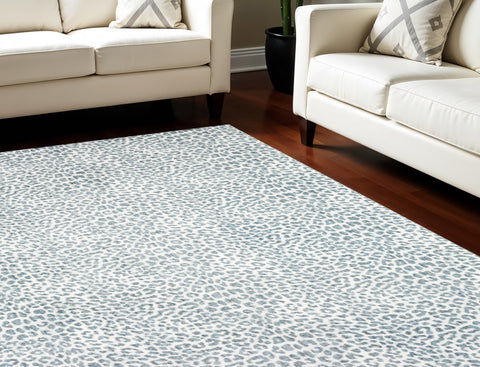 5' X 8' Grey Leopard Print Shag Handmade Non Skid Area Rug