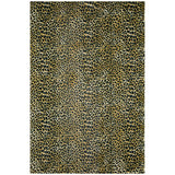 5' X 8' Black and Gold Leopard Print Shag Handmade Non Skid Area Rug