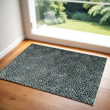 2' X 3' Black and Gray Leopard Print Shag Handmade Non Skid Area Rug