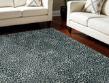 5' X 8' Black and Gray Leopard Print Shag Handmade Non Skid Area Rug
