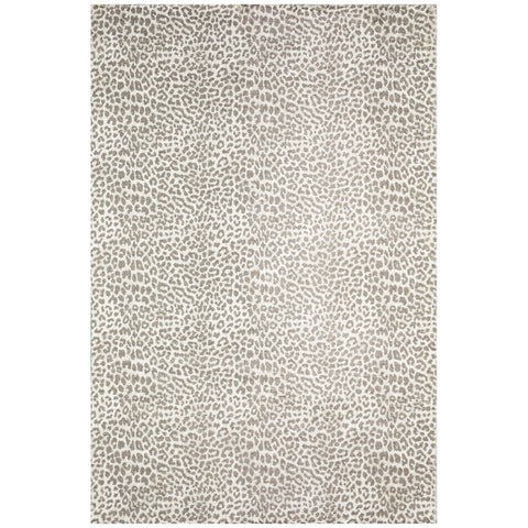 3' X 5' Beige and Cream Leopard  Print Shag Handmade Non Skid Area Rug