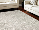 5' X 8' Beige and Cream Leopard  Print Shag Handmade Non Skid Area Rug