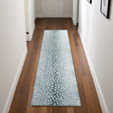 2' X 8' Grey Gazelle Print Shag Handmade Non Skid Runner Rug