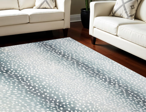 5' X 8' Grey Gazelle Print Shag Handmade Non Skid Area Rug