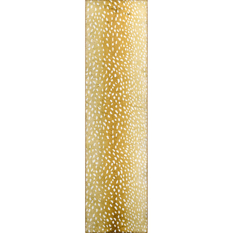 2' X 8' Gold Gazelle Print Shag Handmade Non Skid Runner Rug