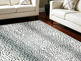 5' X 8' Black Gazelle Print Shag Handmade Non Skid Area Rug