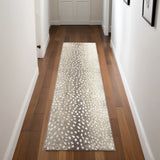 2' X 8' Beige Gazelle Print Shag Handmade Non Skid Runner Rug