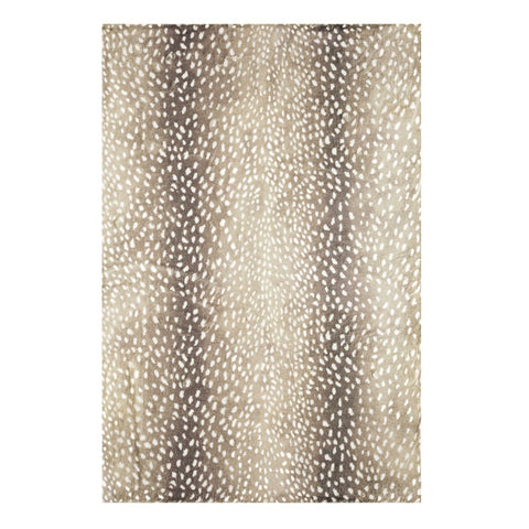 5' X 8' Beige Gazelle Print Shag Handmade Non Skid Area Rug