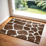2' X 3' Brown and Ivory Animal Print Handmade Non Skid Area Rug