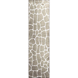 2' X 8' Beige Giraffe Print Shag Handmade Non Skid Runner Rug