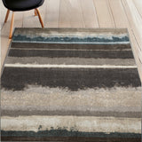5' X 8' Beige and Brown Abstract Area Rug