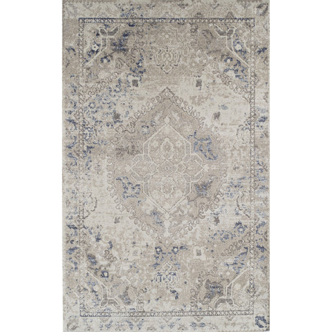 5' X 8' Ivory Oriental Distressed Area Rug