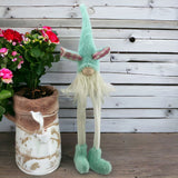 23" Blue and White Fabric Standing Bunny Gnome Tabletop Sculpture