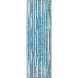 12' Blue and Ivory Ombre Hand Tufted Runner Rug