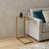 26" Clear and Gold Glass and Steel Frame End Table