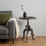 19" Gray Iron Height Adjustable Round End Table