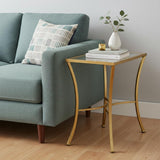 24" Gold Distressed Iron Round Pedestal End Table