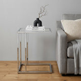 25" Chrome And Clear Glass Square End Table