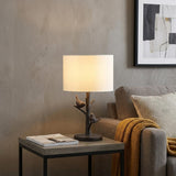19" Rustic Dark Bronze Birds on a Tree Table Lamp With White Shade