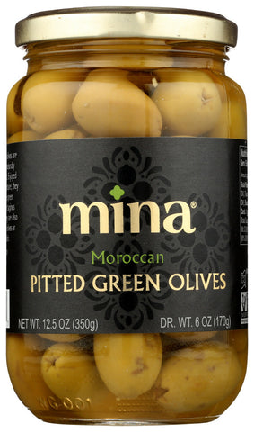 MINA GREEN PITTED OLIVES ( 6 X 12.5 OZ   )