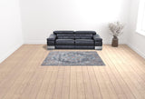 6' X 9' Light Blue And Orange Medallion Distressed Washable Area Rug