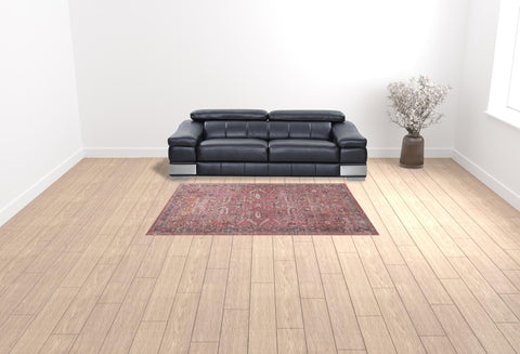 6' X 9' Brick Medallion Distressed Washable Area Rug