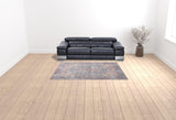 6' X 9' Blue And Orange Medallion Distressed Washable Area Rug
