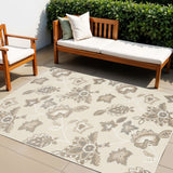 4' X 6' Beige Floral Stain Resistant Non Skid Area Rug