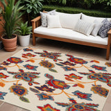 6' X 9' Multicolor Floral Stain Resistant Non Skid Area Rug