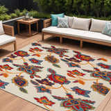 7' X 10' Multicolor Floral Stain Resistant Non Skid Area Rug