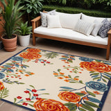 7' X 10' Multicolor Floral Stain Resistant Non Skid Area Rug