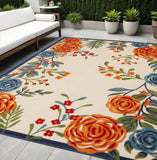 5' X 8' Multicolor Floral Stain Resistant Non Skid Area Rug