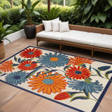 6' X 9' Multicolor Floral Stain Resistant Non Skid Area Rug
