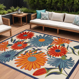 7' X 10' Multicolor Floral Stain Resistant Non Skid Area Rug